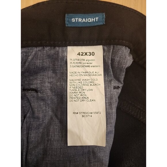 new vintage PERRY ELLIS Mens 42 x 30 Stretch Pants straight leg fit jeans black - Picture 5 of 5
